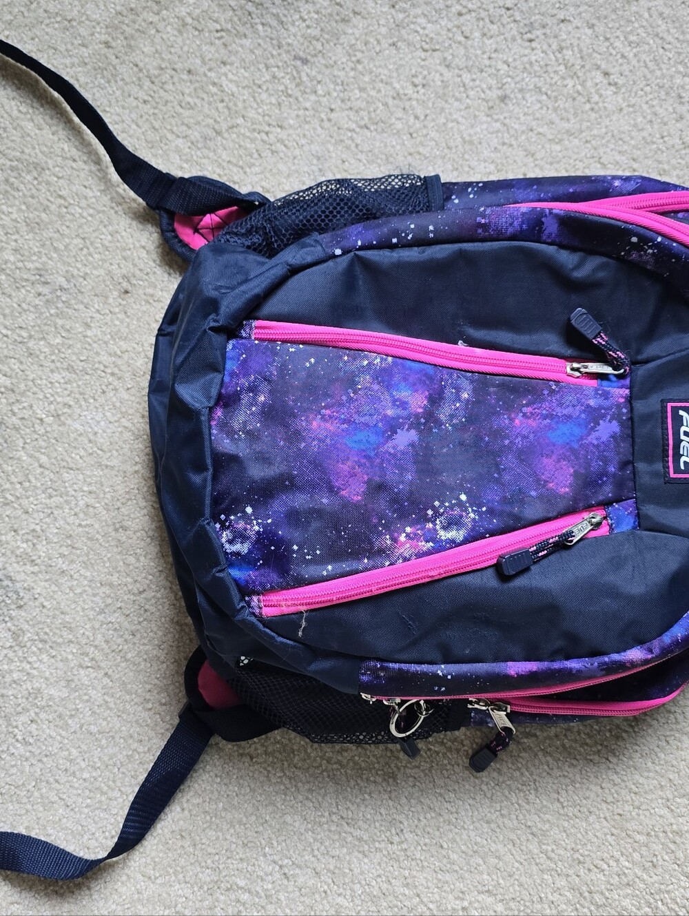 Fuel Kids Galaxy Print Backpack with Pink Trim